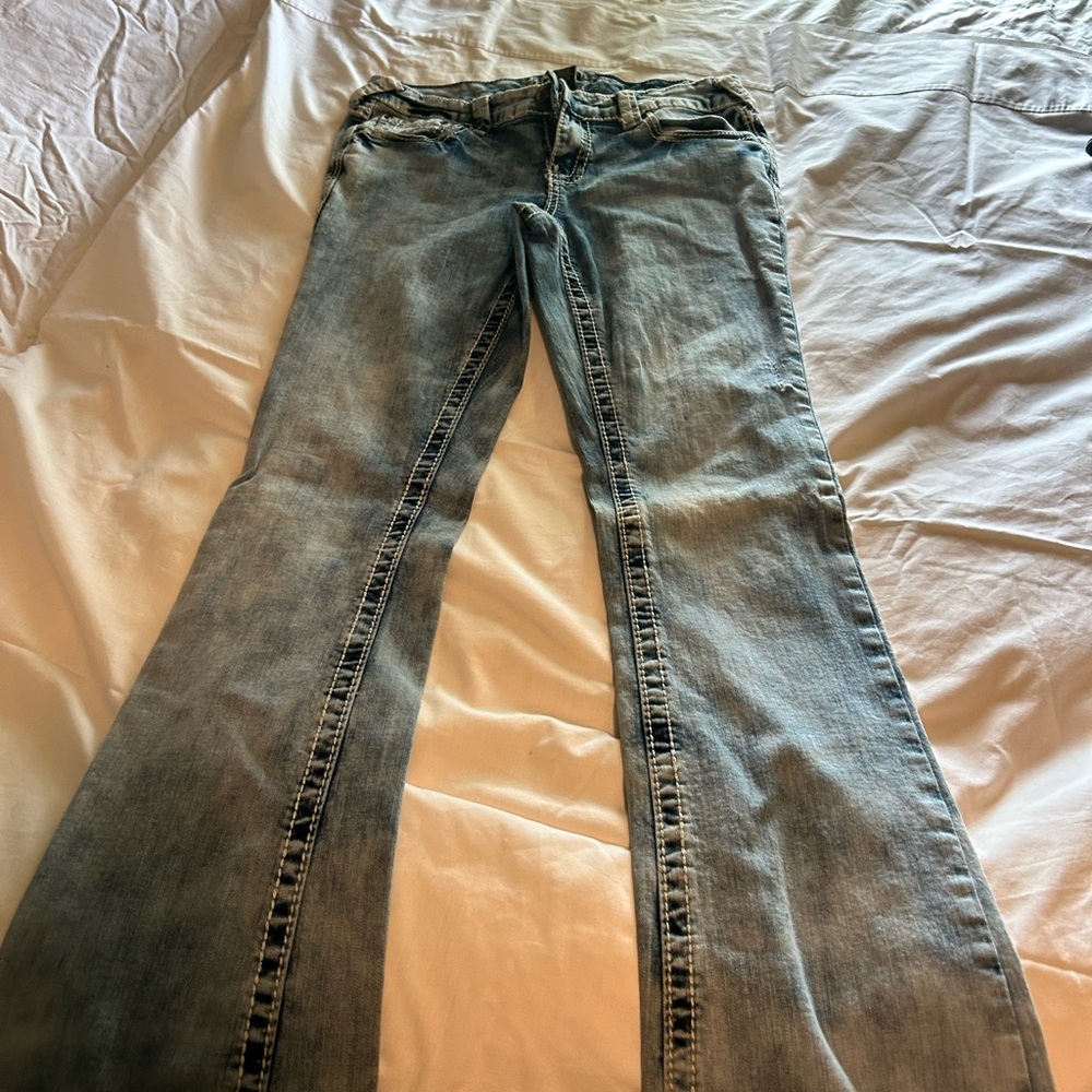 Ariya Blue Flare Wide Leg Jeans 9/10 long